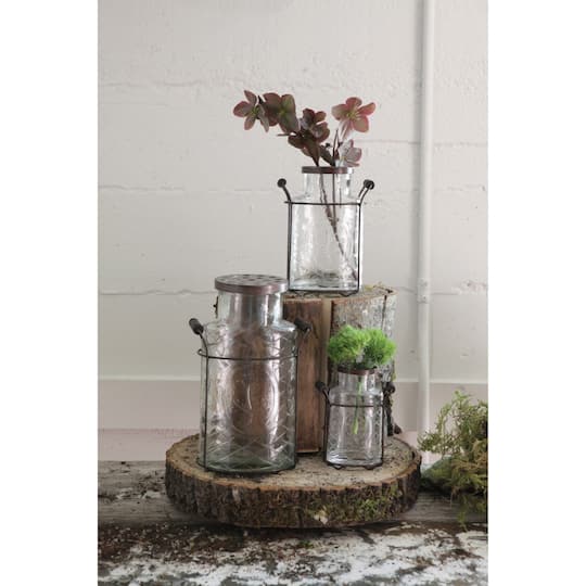 Hello Honey® Glass Vase in Metal Stand with Metal Frog Lid